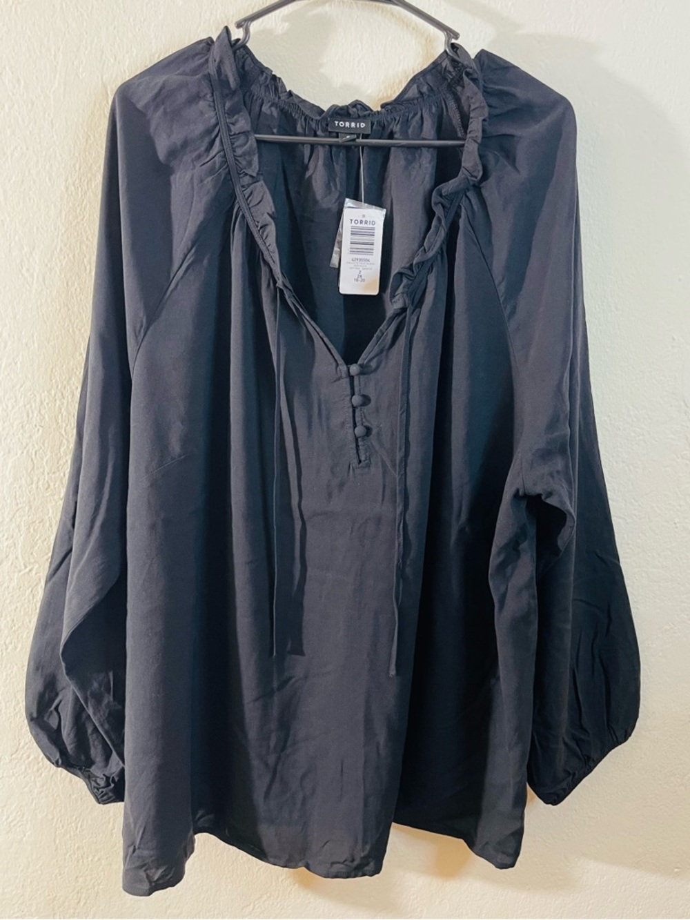 torrid Black Ruffle V-Neck Peasant Blouse
